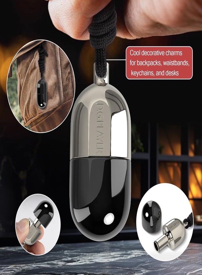 D.G.PLAYER D.G. PLAYER Fidget Toys Adults: Premium Capsules Metal Magnetic Fidget Slider Cliker- Spin, Push, Wear as Pendant - Ultimate Stress Relief & Focus Enhancer for Busy Hands(Black Grey) - Image 4